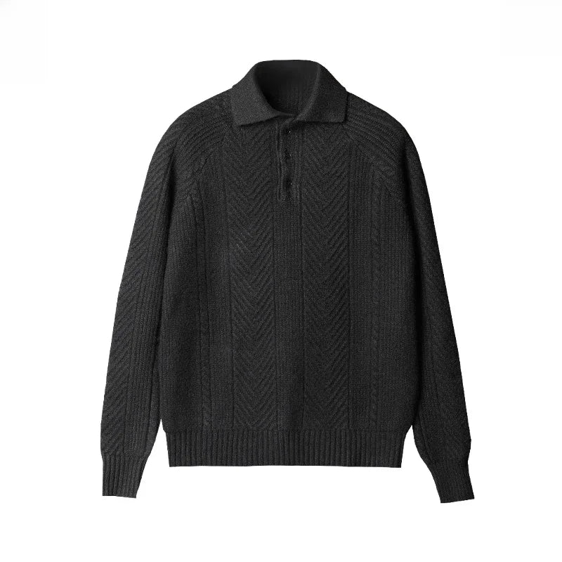 Sweter Męski Dzianinowy z Kołnierzykiem | Elegancki Krój | Miękka i Przyjemna Tkanina