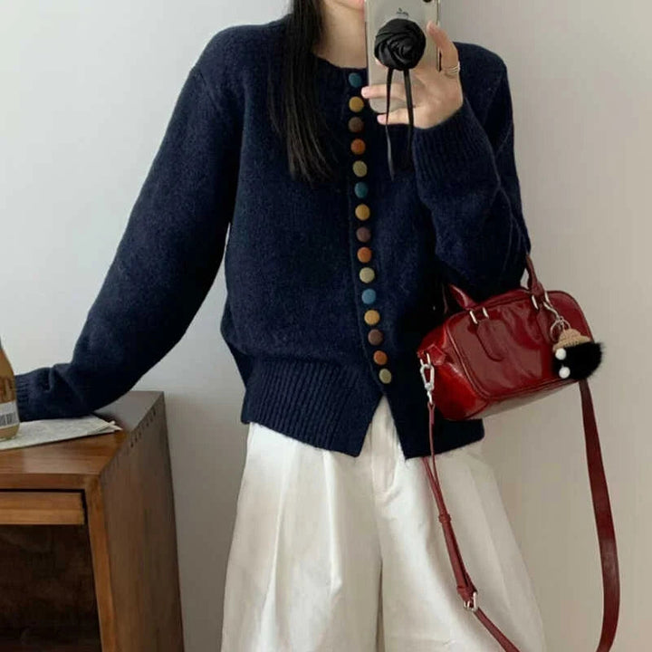 Sweter Kardigan z Guzikami | Dzianina | Komfortowy i Stylowy