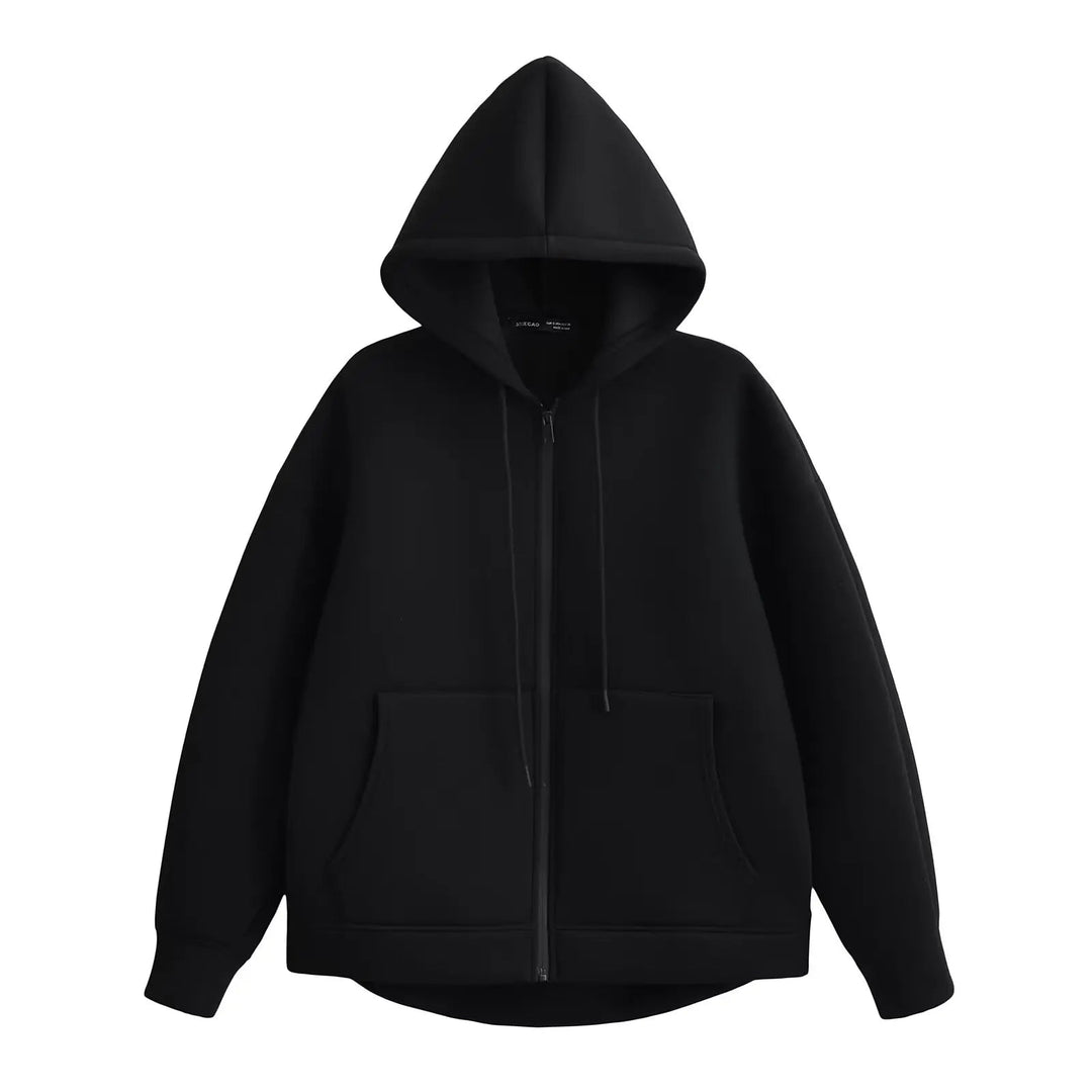 Bluza Damska z Kapturem na Zamek | Minimalistyczna Forma | Kieszenie Kangurki | Styl Codzienny