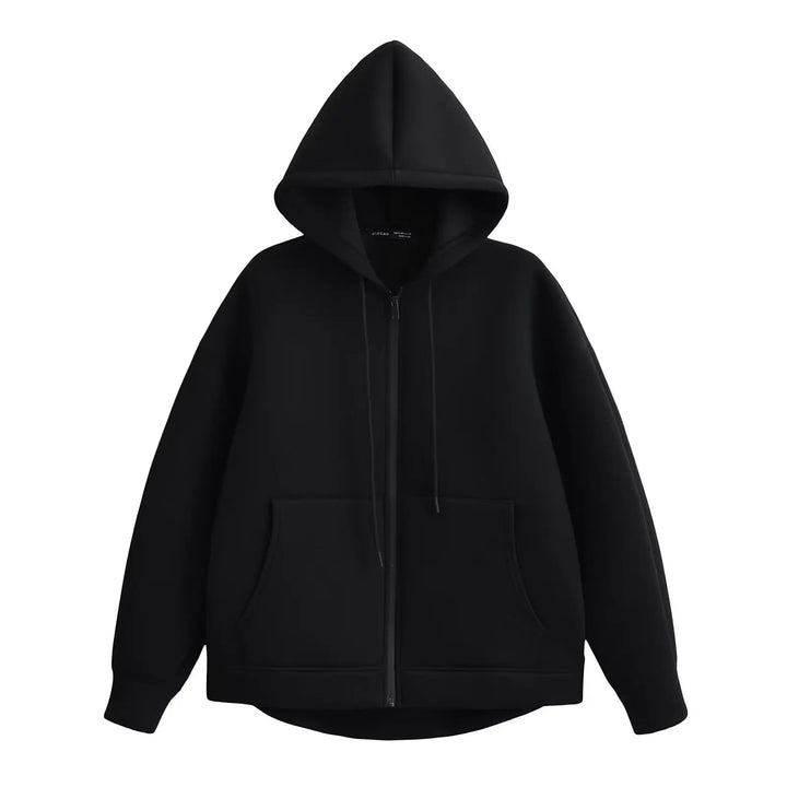 Bluza Damska z Kapturem na Zamek | Minimalistyczna Forma | Kieszenie Kangurki | Styl Codzienny