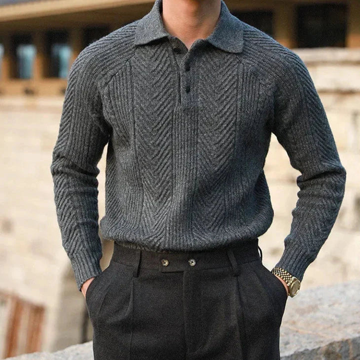 Sweter Męski Dzianinowy z Kołnierzykiem | Elegancki Krój | Miękka i Przyjemna Tkanina