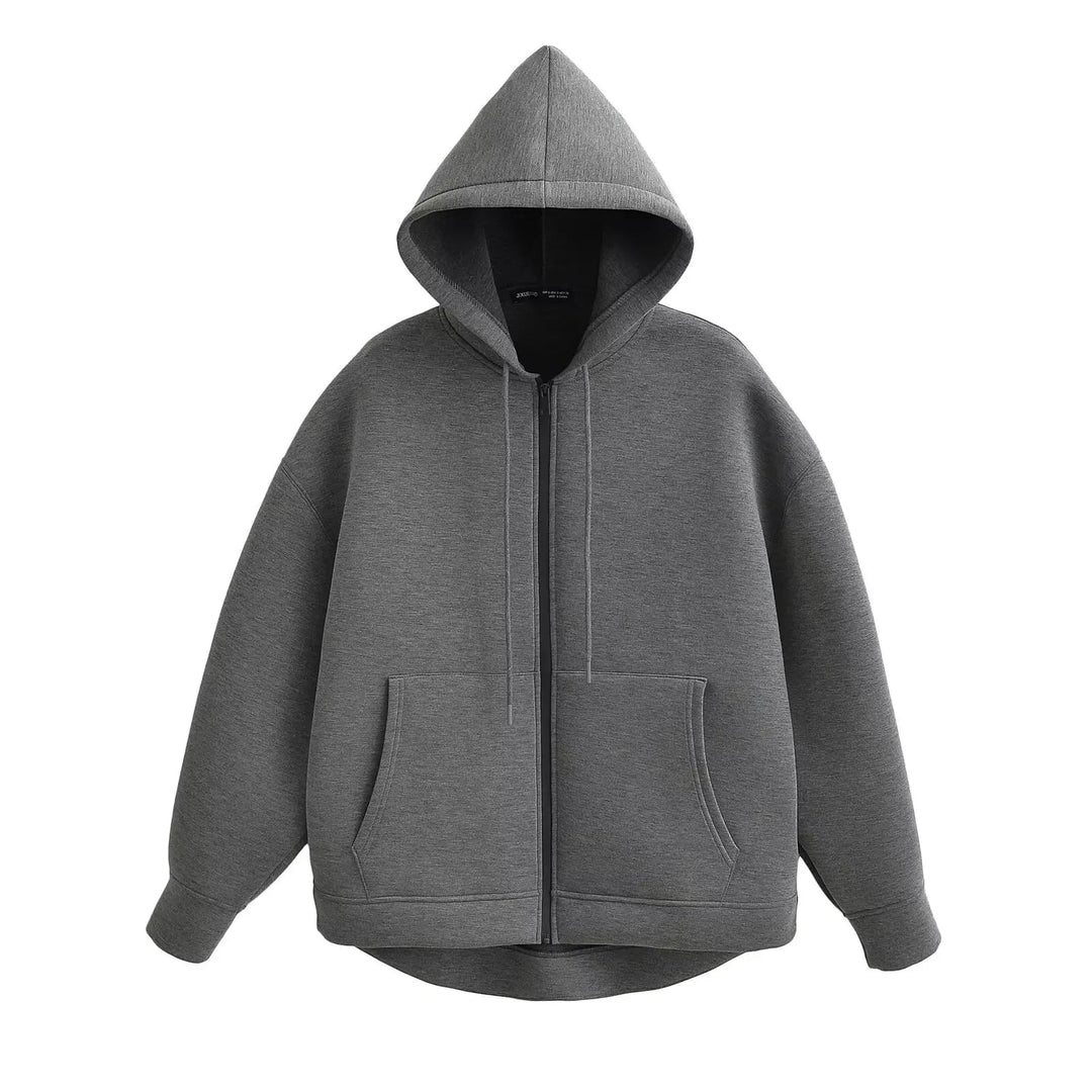 Bluza Damska z Kapturem na Zamek | Minimalistyczna Forma | Kieszenie Kangurki | Styl Codzienny