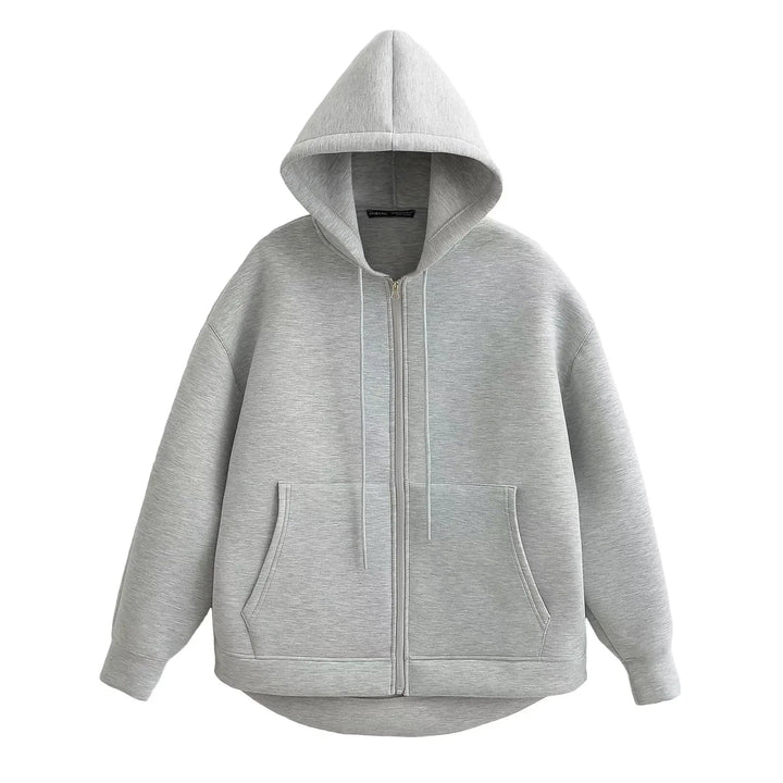 Bluza Damska z Kapturem na Zamek | Minimalistyczna Forma | Kieszenie Kangurki | Styl Codzienny