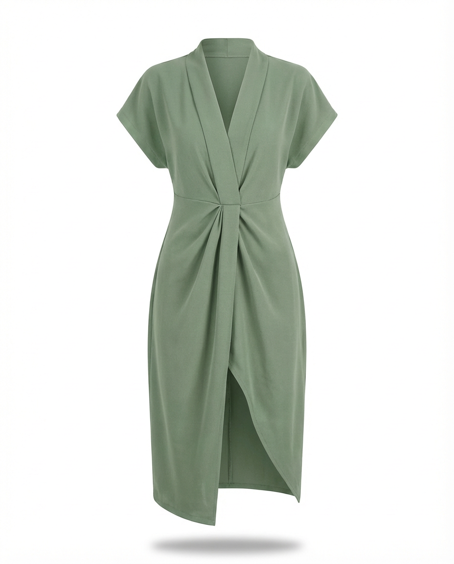 Sukienka Midi Damska Kopertowa | Regulowany Krój | Wygodne Wiązanie | Na Co Dzień i Na Wyjścia