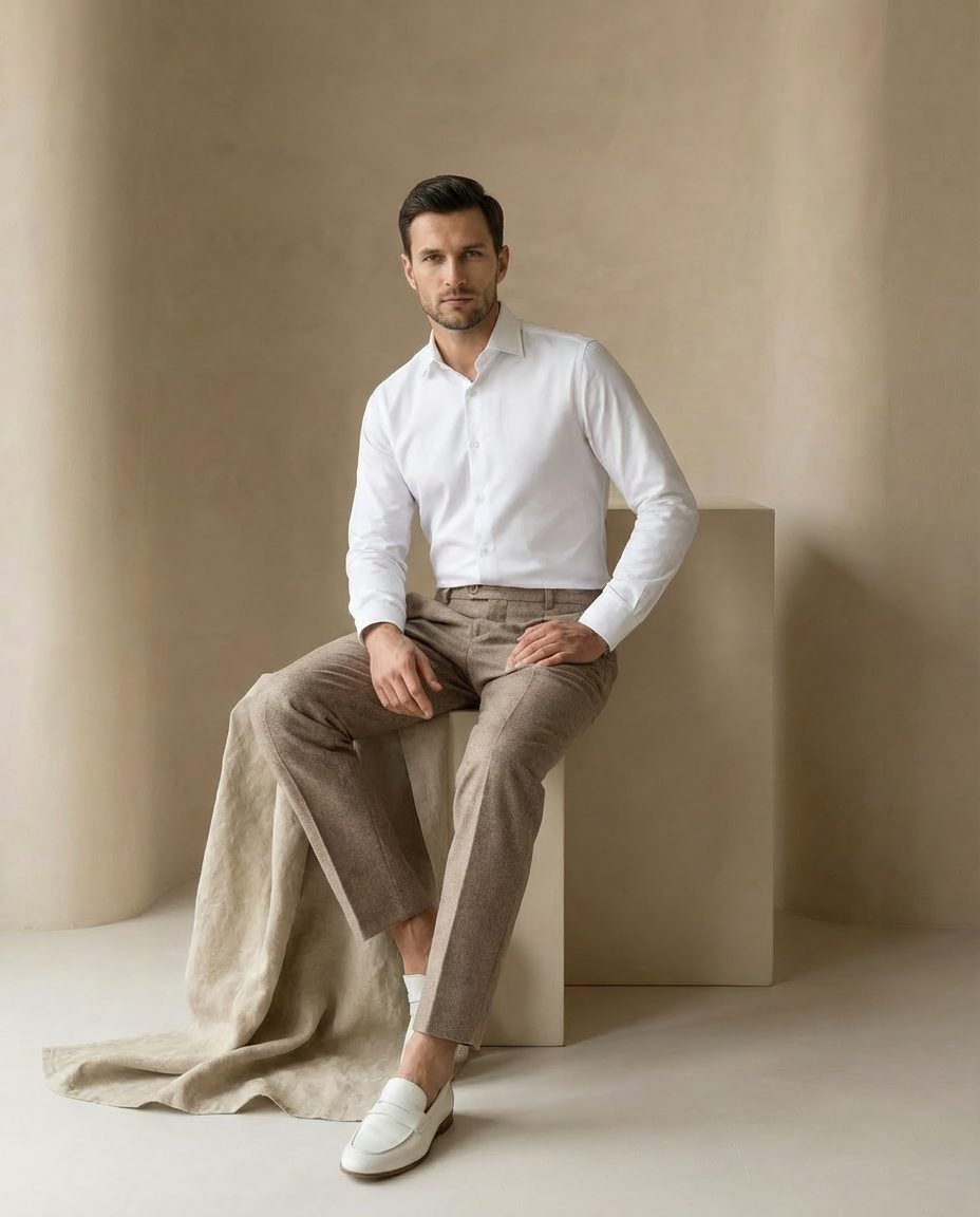 Spodnie Męskie Wełniane Eleganckie | Dopasowany Krój | Wysoka Jakość | Do Pracy i Na Wyjścia