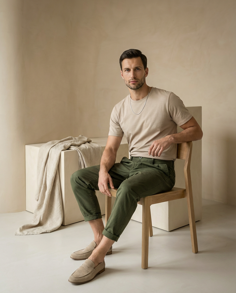 Spodnie męskie o skróconym kroju | Luźny krój | Oddychający materiał | Swobodny