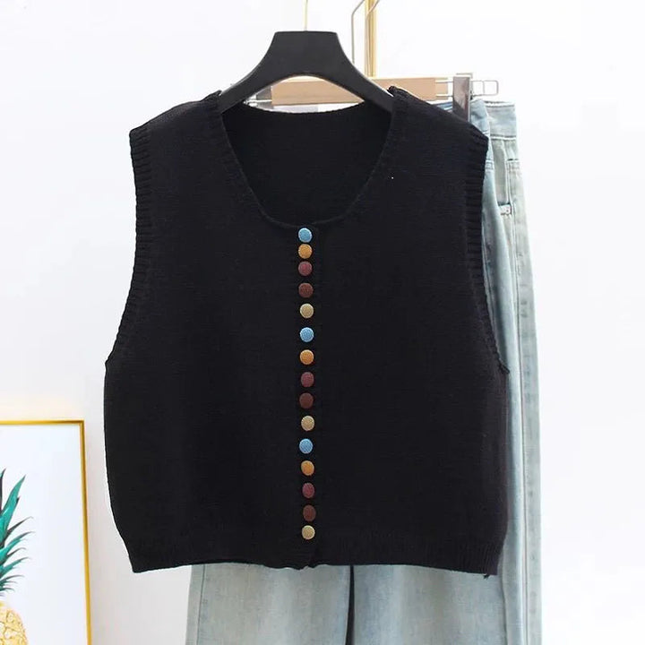 Kamizelka Dzianinowa | Krój Klasyczny | Ozdobne Guziki