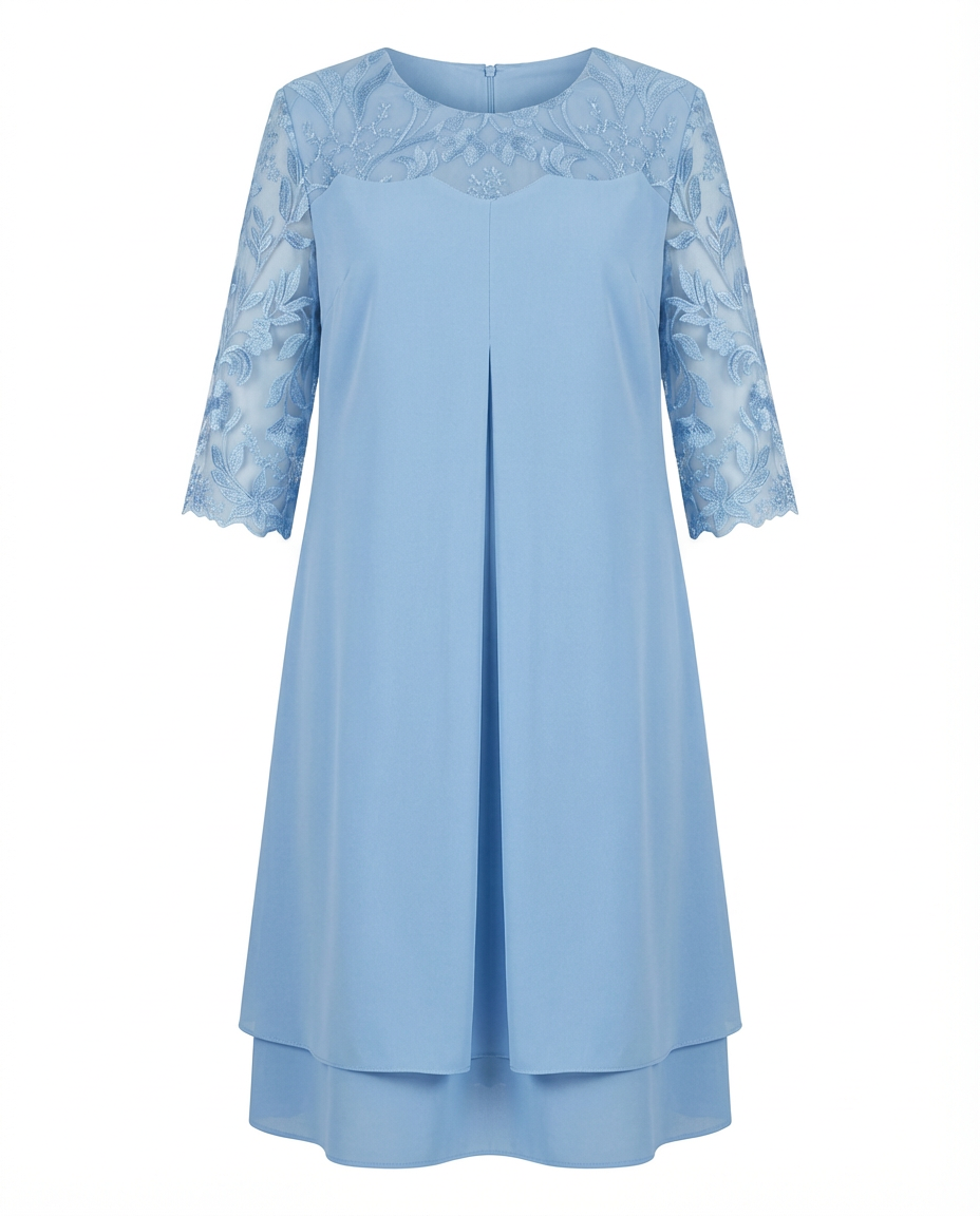 Sukienka Plus Size Sukienki Na Wesele | Elegancki Krój | Przezroczyste Rękawy | Na Wesele