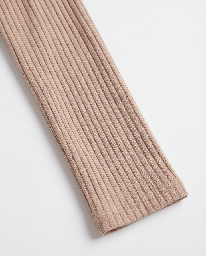 Sukienka Długa Prążkowana | Dopasowany Krój | Rozszerzane Rękawy | Na Co Dzień