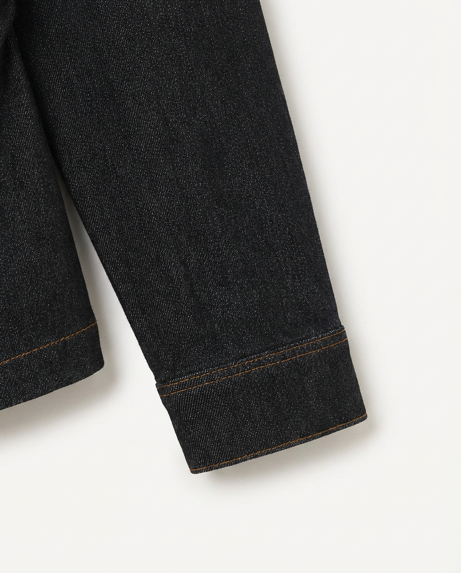 Komplet z Ciemnego Denimu | Koszula i Spodnie | Podkreślona Talia i Prosty Krój