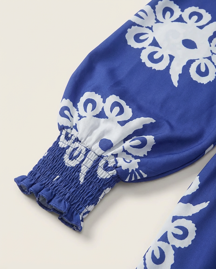 Sukienka Damska Midi Elegancka | Dopasowany Krój | Bufiaste Rękawy | Na Co Dzień