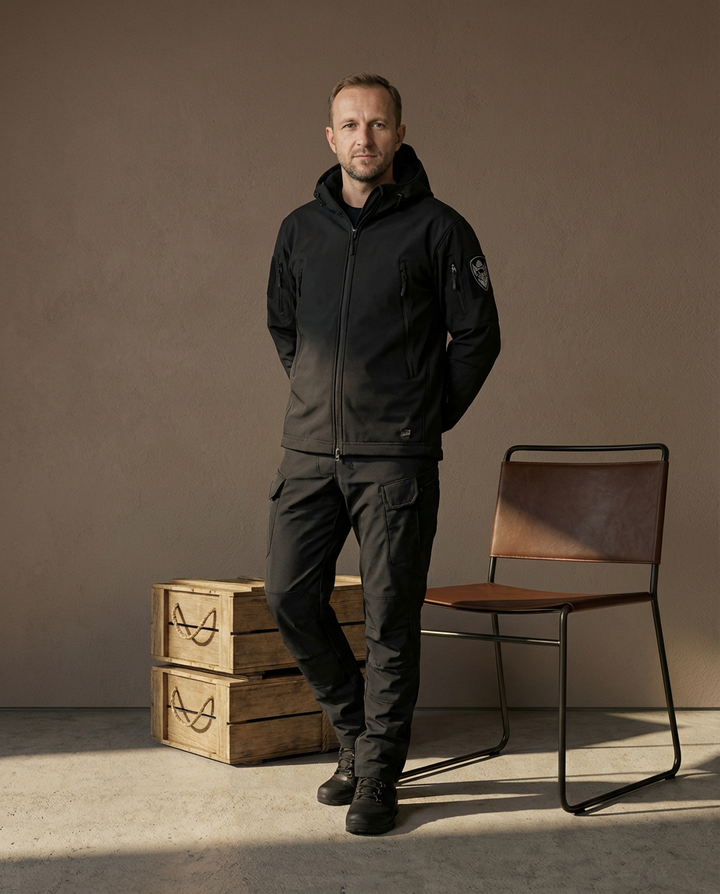 Męski Zestaw Taktyczny | Kurtka z Kapturem, Spodnie Bojówki, Wodoodporne - 5