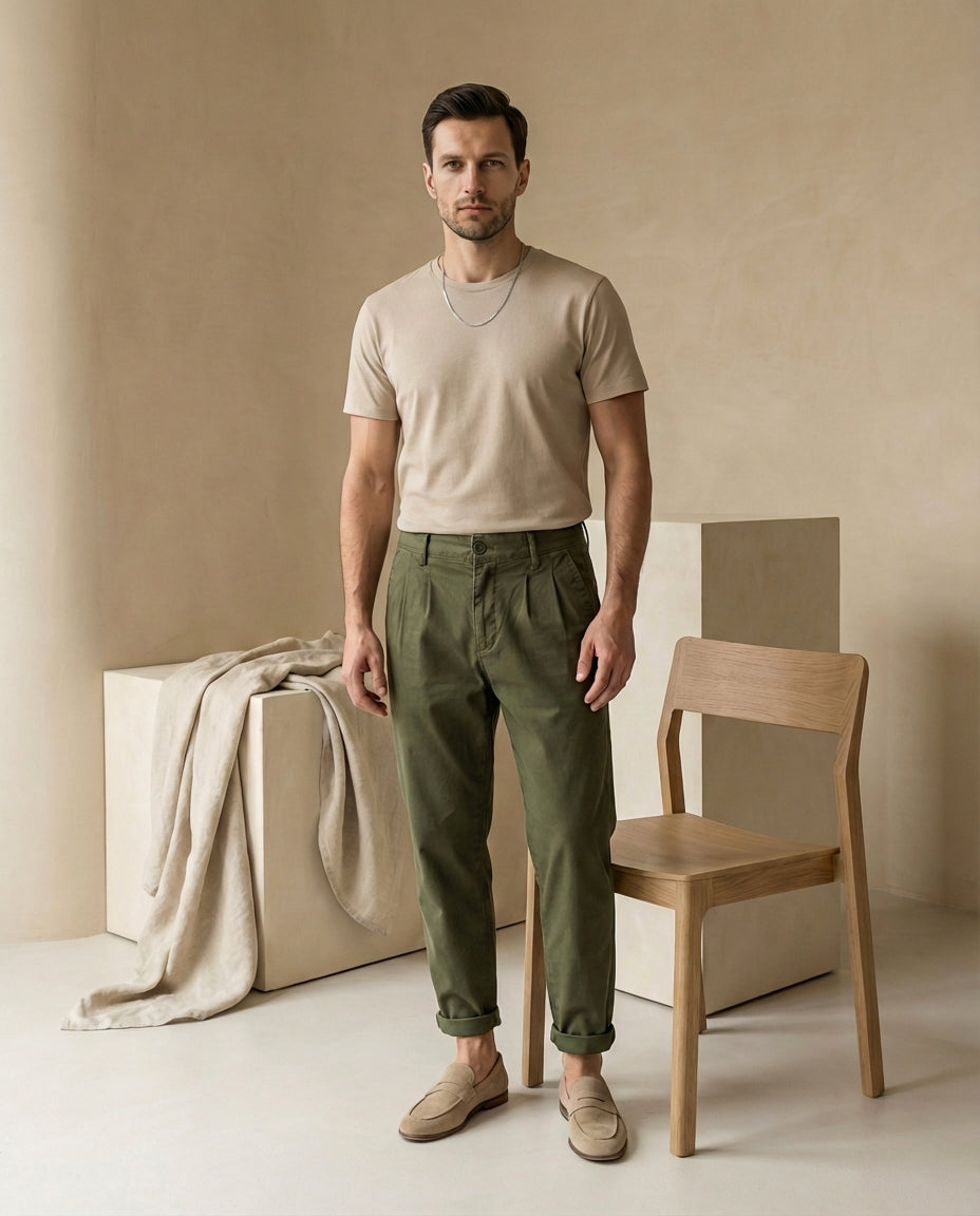 Spodnie męskie o skróconym kroju | Luźny krój | Oddychający materiał | Swobodny