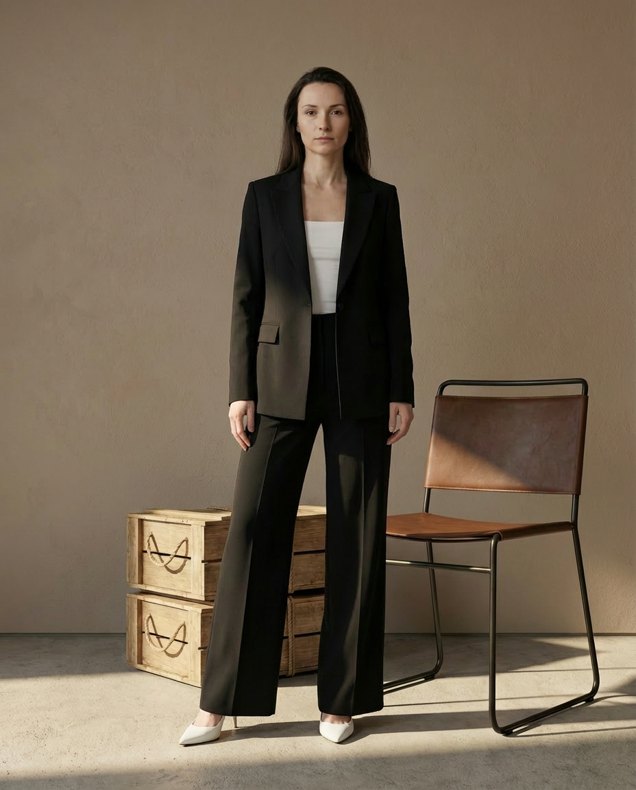 Damski Garnitur Dwuczęściowy | Elegancka Marynarka i Spodnie | Styl Biuro-Casual - 2