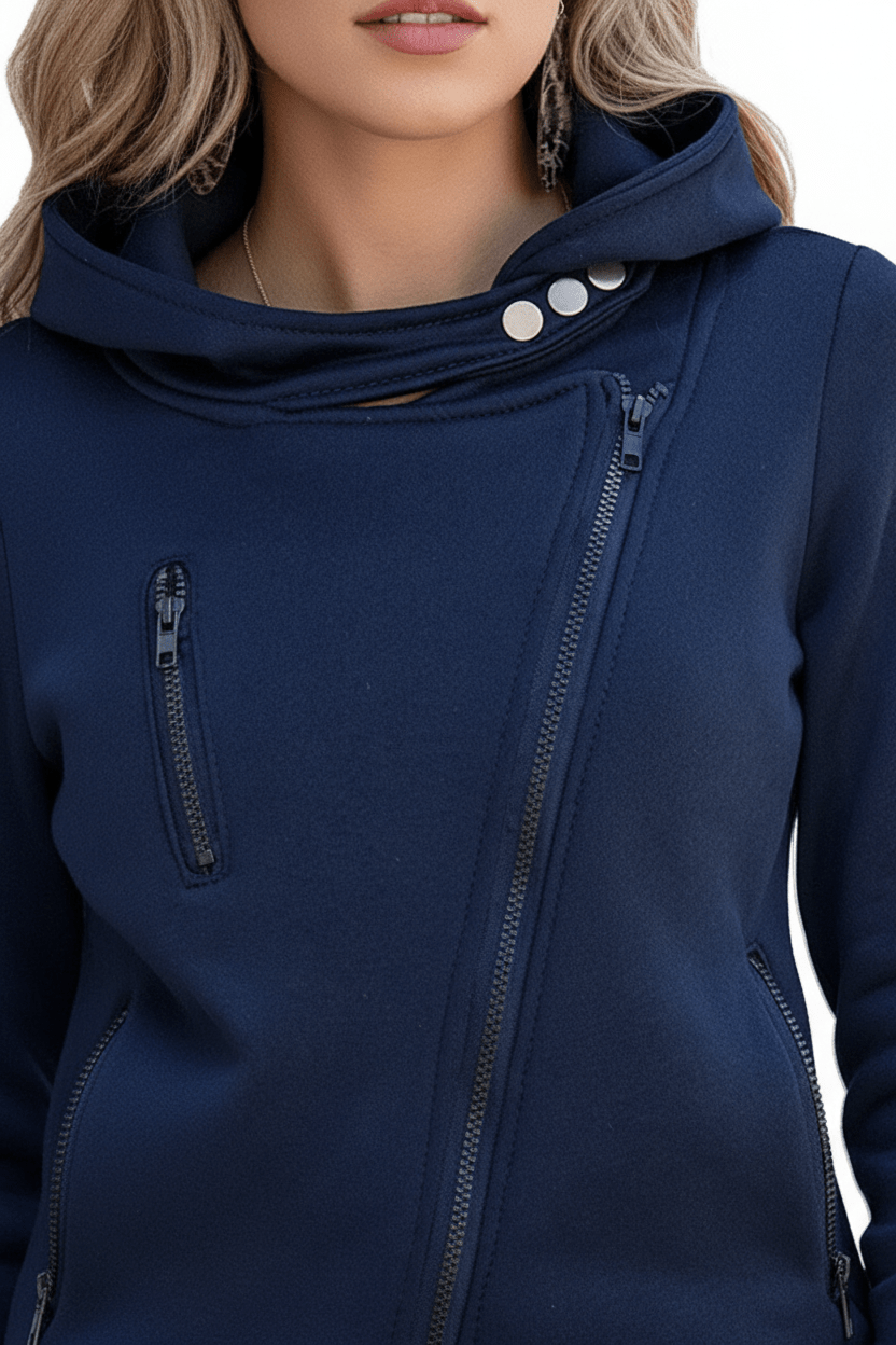 Bluza z Asymetrycznym Zamkiem | Wysoki Kołnierz z Napięciami | Styl Miejski