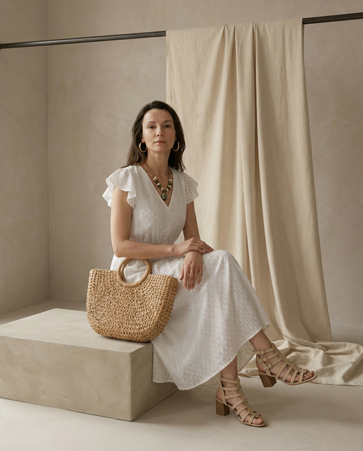 Sukienka Damska Letnia | Midi | Wygodny Materiał | Na Co Dzień