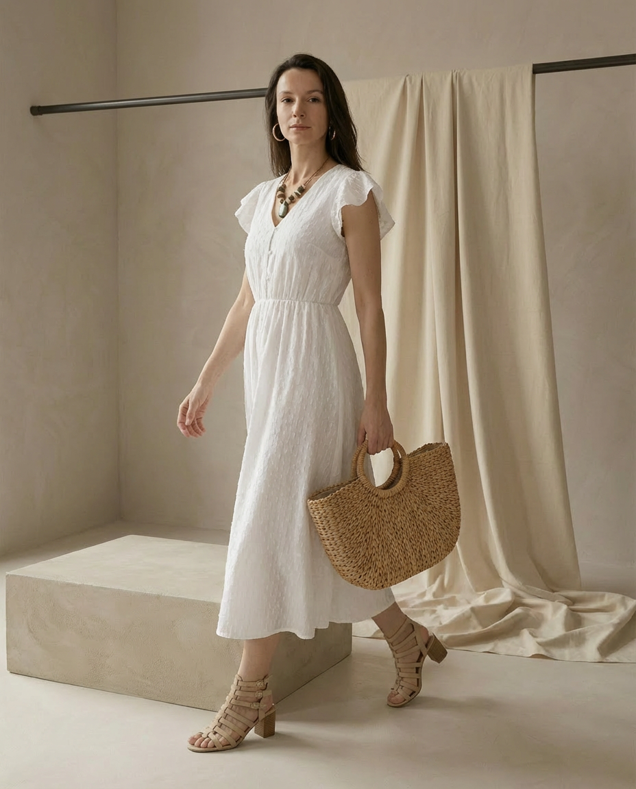 Sukienka Damska Letnia | Midi | Wygodny Materiał | Na Co Dzień