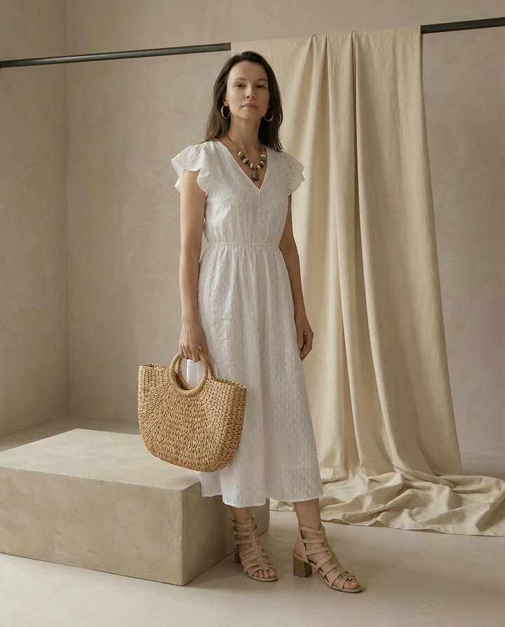 Sukienka Damska Letnia | Midi | Wygodny Materiał | Na Co Dzień