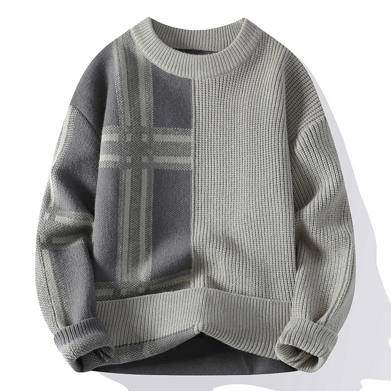 Męski Sweter z Geometrycznym Wzorem | Dzianinowy | Nowoczesny i Minimalistyczny