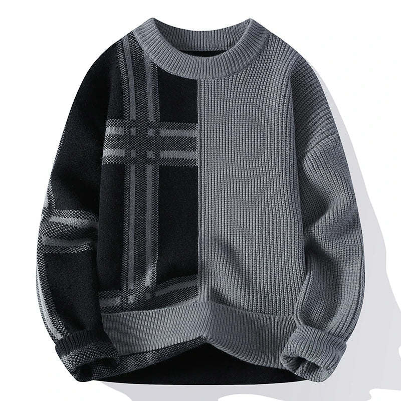 Męski Sweter z Geometrycznym Wzorem | Dzianinowy | Nowoczesny i Minimalistyczny