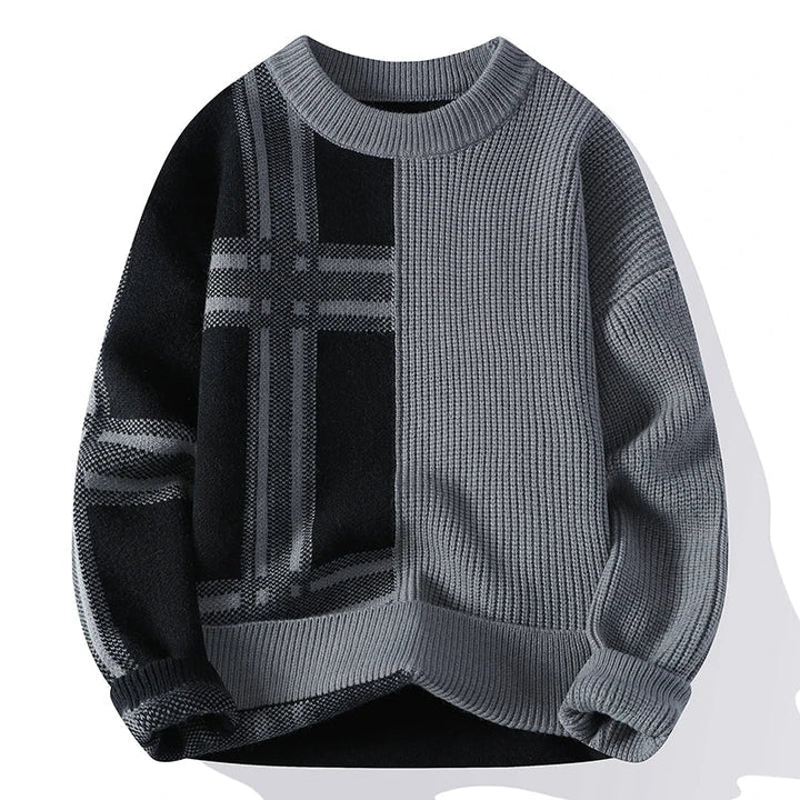 Męski Sweter z Geometrycznym Wzorem | Dzianinowy | Nowoczesny i Minimalistyczny