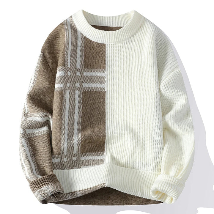 Męski Sweter z Geometrycznym Wzorem | Dzianinowy | Nowoczesny i Minimalistyczny