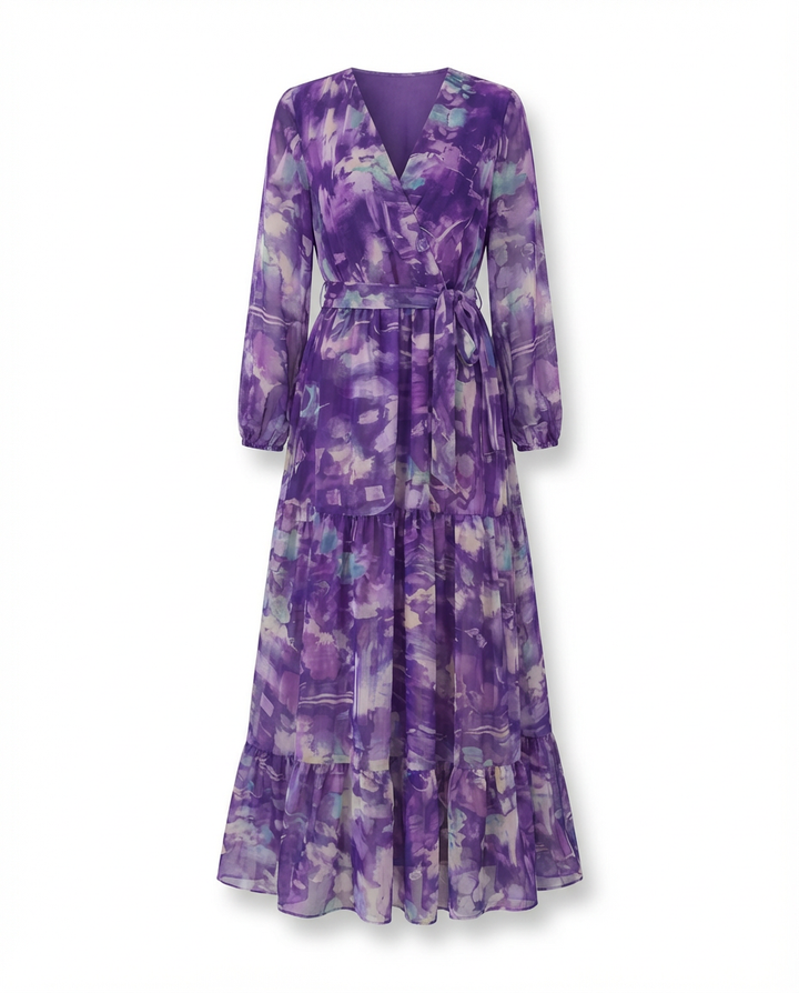 Sukienka Maxi Damska Kwiatowa | Luźny Krój | Wiązanie w Talii | Na Co Dzień