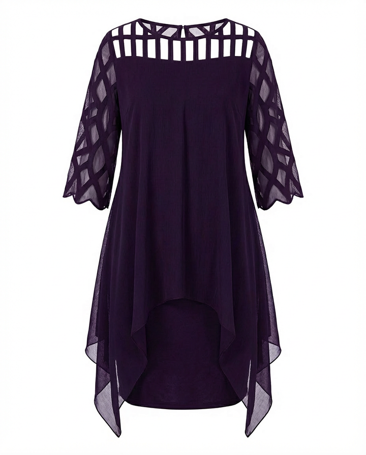 Sukienka Damska Midi Kwiatowa | Luźny Krój | Koronkowe Rękawy | Na Co Dzień