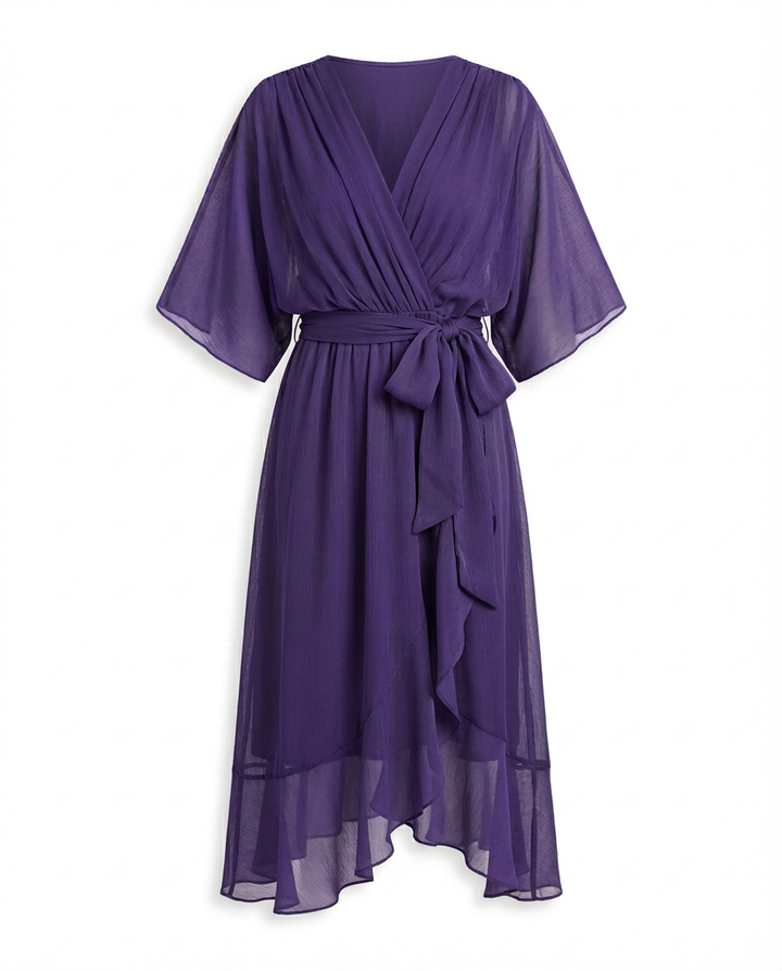 Sukienka Damska Midi Szyfonowa | Luźny Krój | Delikatny Pasek | Na Co Dzień