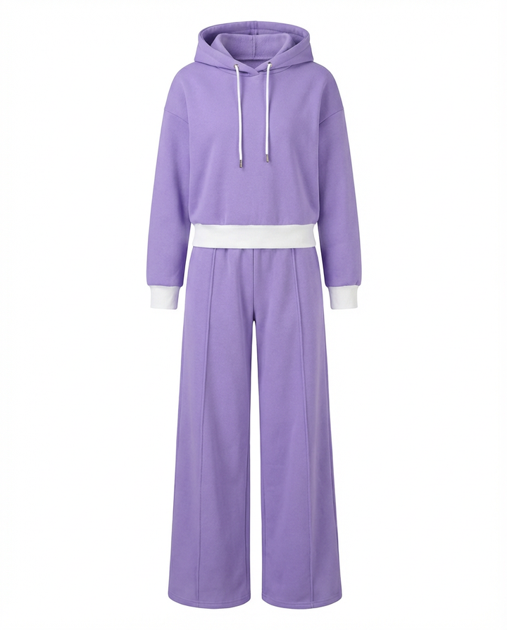 Damski Dres Dwuczęściowy | Bluza z Kapturem | Spodnie z Szeroką Nogawką | Styl Casual - 9