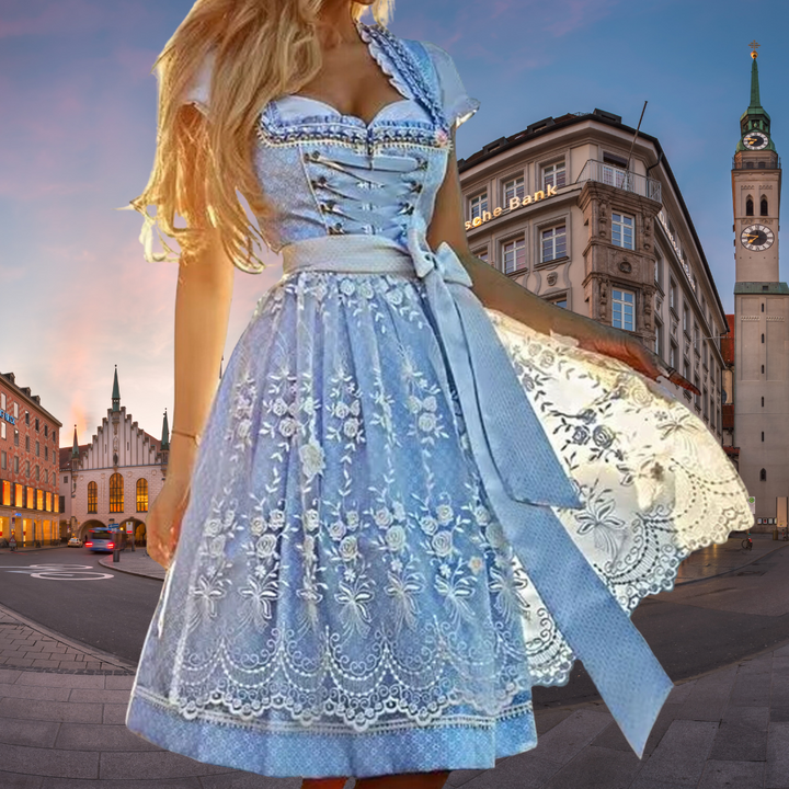 Tradycyjna Sukienka Oktoberfest | Haftowana | Styl Ludowy z Fartuszkiem