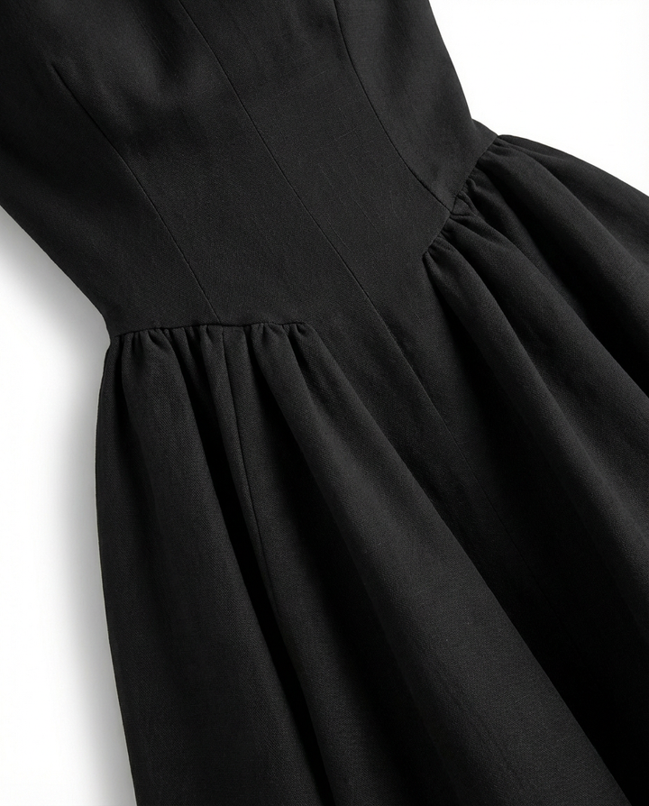 Sukienka Midi Damska Elegancka | Dopasowany Krój | Zwiewna Spódnica | Na Uroczystości