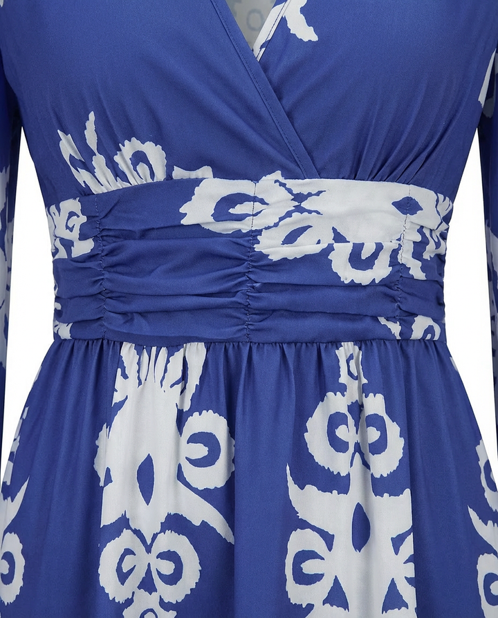 Sukienka Damska Midi Elegancka | Dopasowany Krój | Bufiaste Rękawy | Na Co Dzień