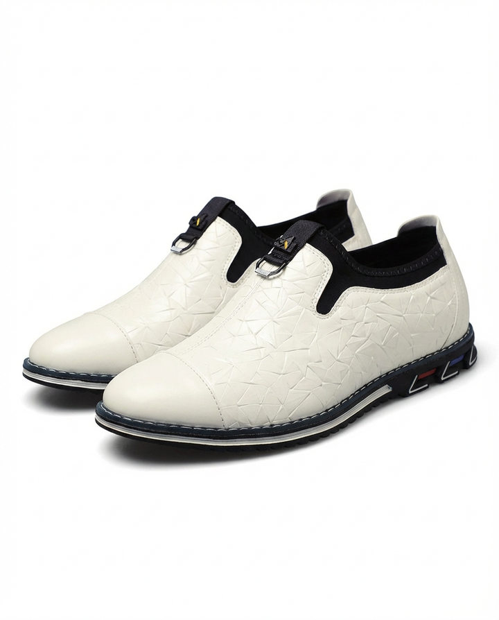 Mokasyny Męskie Skórzane Męskie Mokasyny | Sportowy Krój | Wytłoczony Wzór | Na Co Dzień