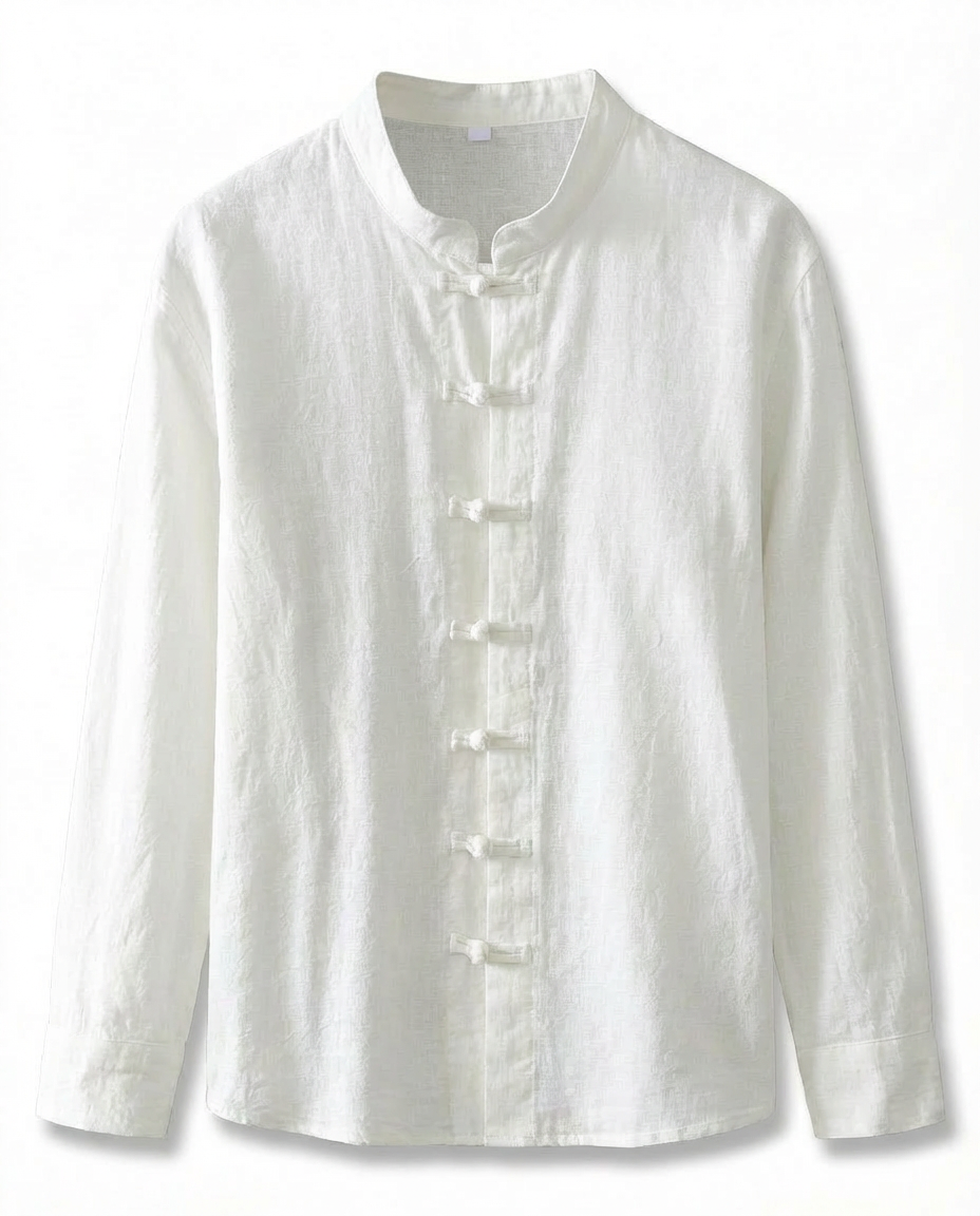 Koszula Męska Tradycyjna Koszula Lniana Męska | Regularny Krój | Oddychająca Tkanina | Na Co Dzień