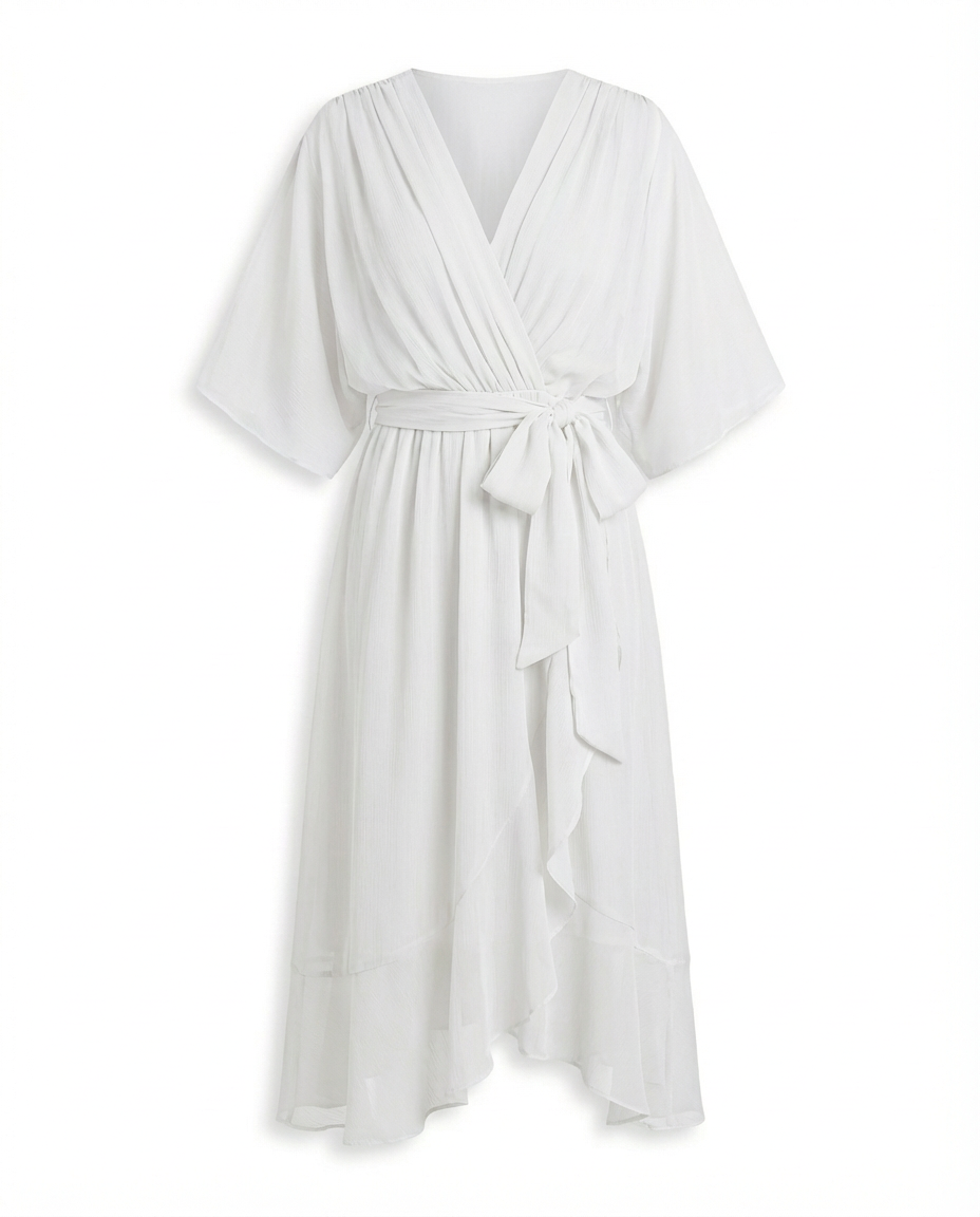 Sukienka Damska Midi Szyfonowa | Luźny Krój | Delikatny Pasek | Na Co Dzień