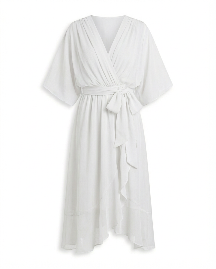 Sukienka Damska Midi Szyfonowa | Luźny Krój | Delikatny Pasek | Na Co Dzień