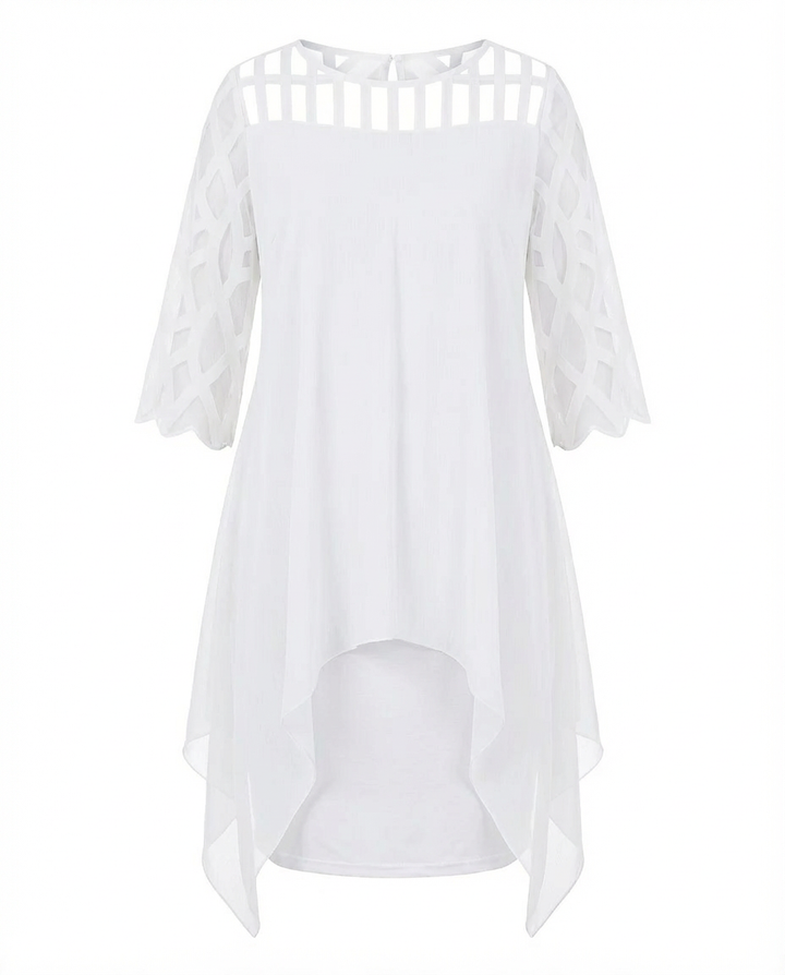 Sukienka Damska Midi Kwiatowa | Luźny Krój | Koronkowe Rękawy | Na Co Dzień