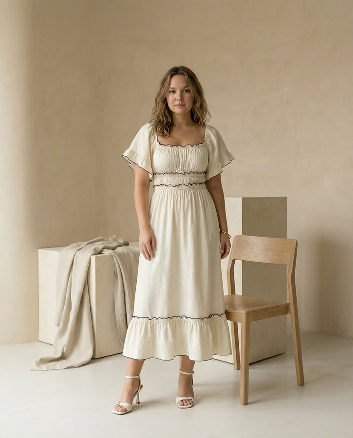 Sukienka na Wesele Damska Sukienka Letnia | Dopasowany Krój | Elastyczna Talia | Na Lato