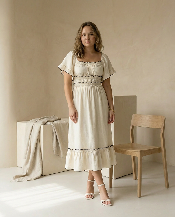 Sukienka na Wesele Damska Sukienka Letnia | Dopasowany Krój | Elastyczna Talia | Na Lato