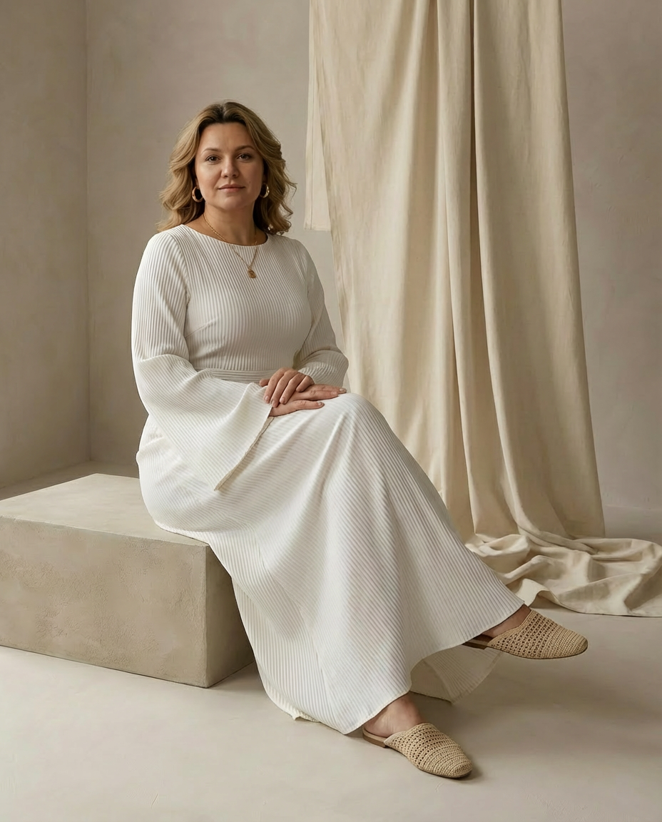 Sukienka Damska Maxi | Rozszerzany Krój | Zwiewna Spódnica | Na Wiosnę i Jesień