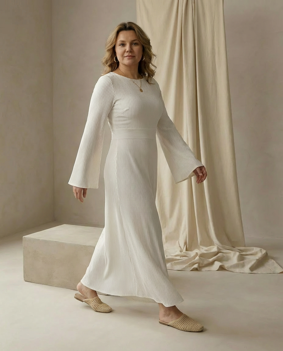 Sukienka Damska Maxi | Rozszerzany Krój | Zwiewna Spódnica | Na Wiosnę i Jesień