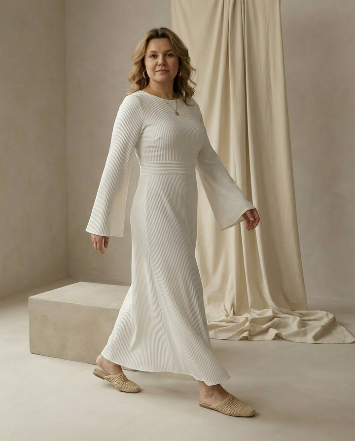 Sukienka Damska Maxi | Rozszerzany Krój | Zwiewna Spódnica | Na Wiosnę i Jesień