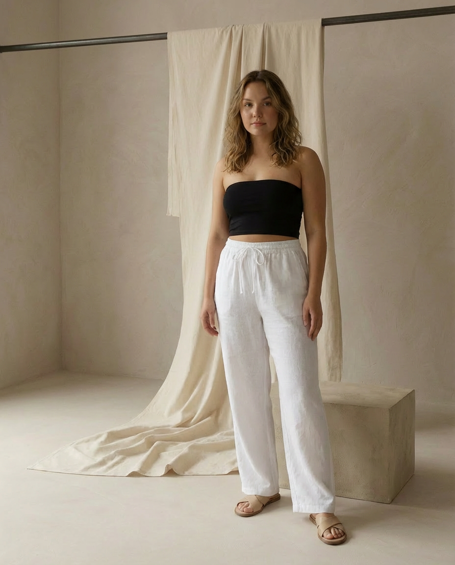 Spodnie Damskie Lniane Wygodne | Luźny Krój | Ekologiczny Len | Na Co Dzień