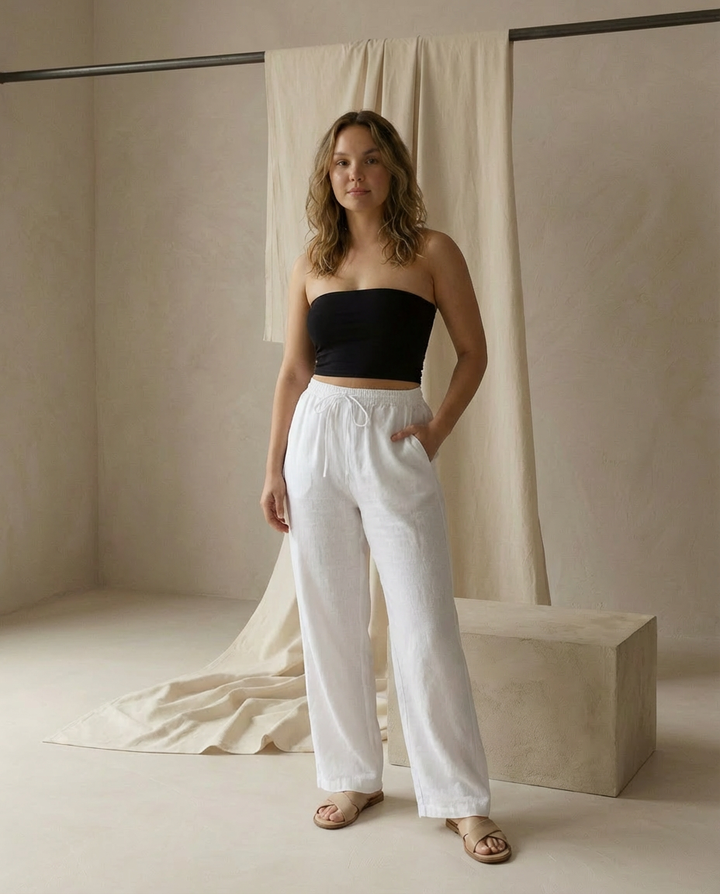 Spodnie Damskie Lniane Wygodne | Luźny Krój | Ekologiczny Len | Na Co Dzień