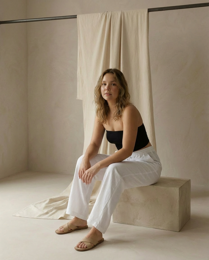 Spodnie Damskie Lniane Wygodne | Luźny Krój | Ekologiczny Len | Na Co Dzień