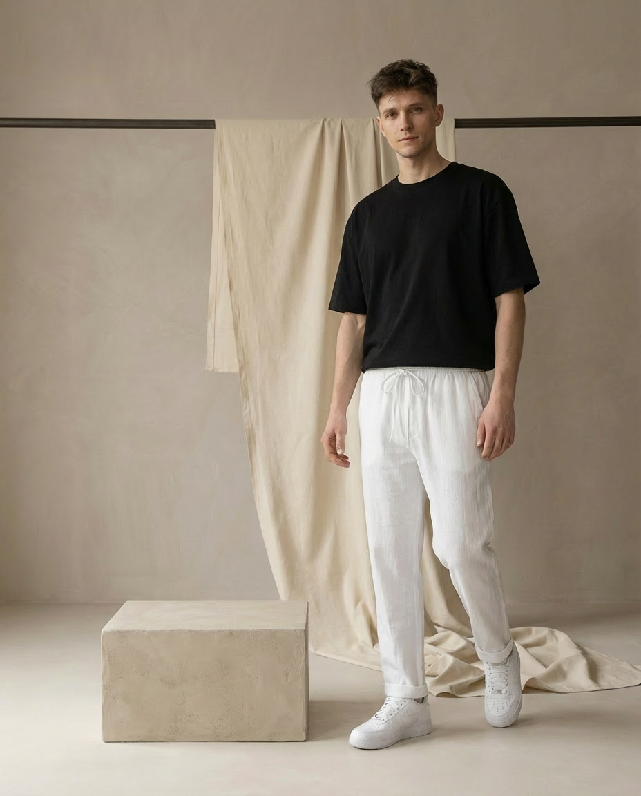 Eleganckie lniane spodnie męskie | Luźny krój | Wysokiej jakości materiał | Na co dzień
