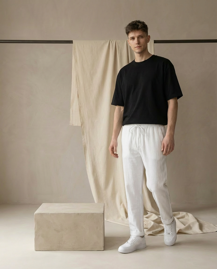 Eleganckie lniane spodnie męskie | Luźny krój | Wysokiej jakości materiał | Na co dzień