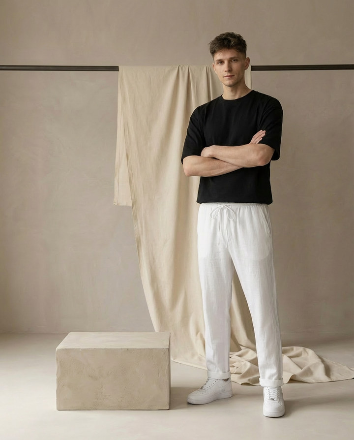 Eleganckie lniane spodnie męskie | Luźny krój | Wysokiej jakości materiał | Na co dzień