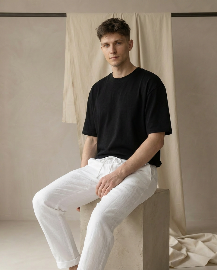 Eleganckie lniane spodnie męskie | Luźny krój | Wysokiej jakości materiał | Na co dzień